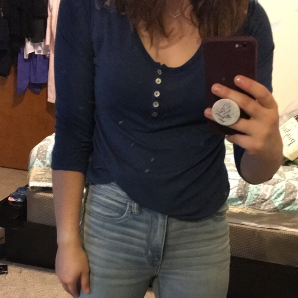 Blue 3/4 sleeve blouse💙